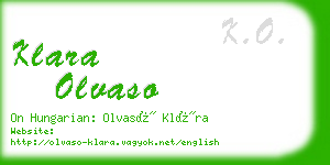 klara olvaso business card